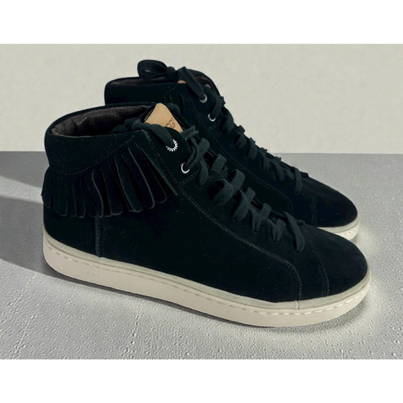 UGG Other - UGG Cali Fringe High Top Trainer Suede Boots Men's 11.5 Black Laced Shoes Uggs